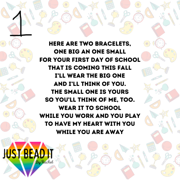 Back to School Matching Bracelet sets with Poems