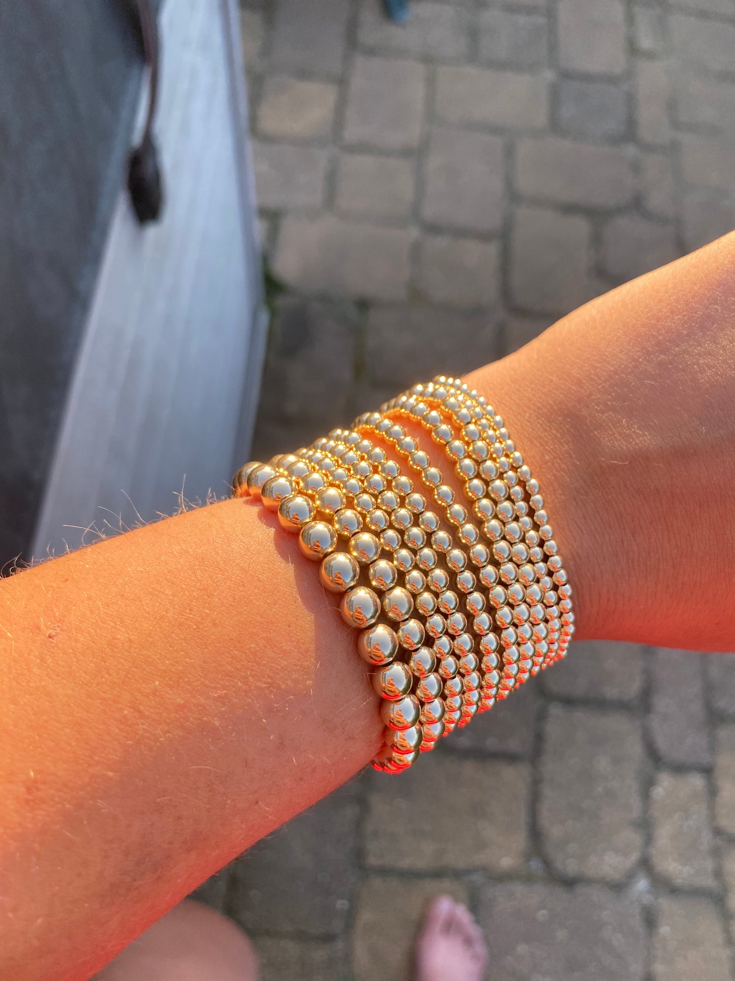 Plain 14K Gold Beaded Bracelets