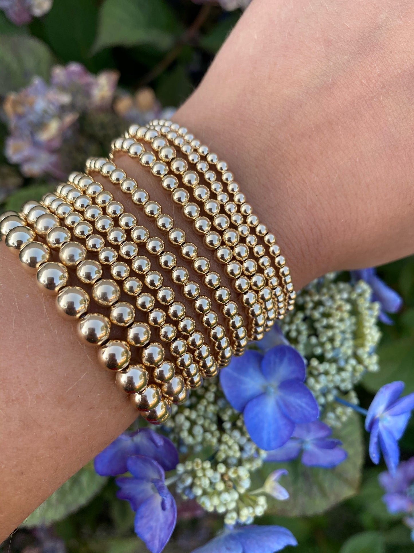 Plain 14K Gold Beaded Bracelets