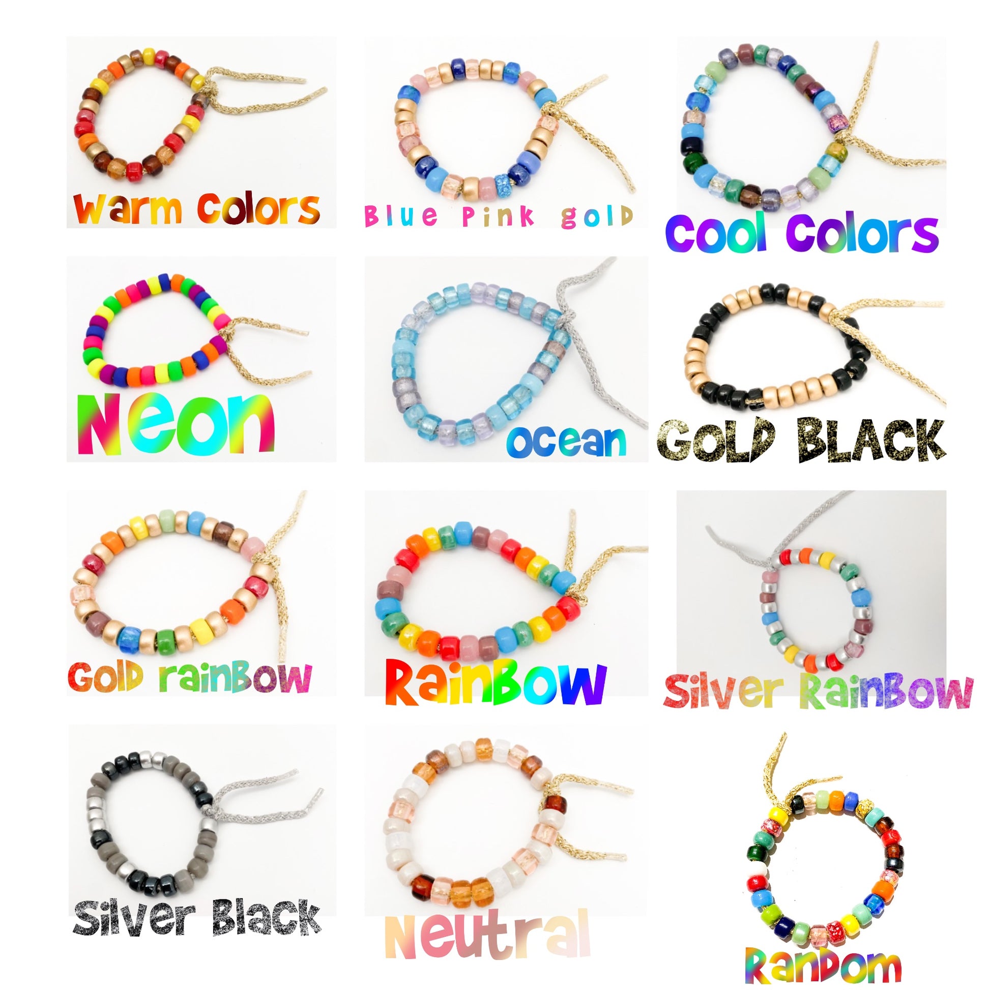Ocean colour swatch bracelets - lampwork beads & jewellery