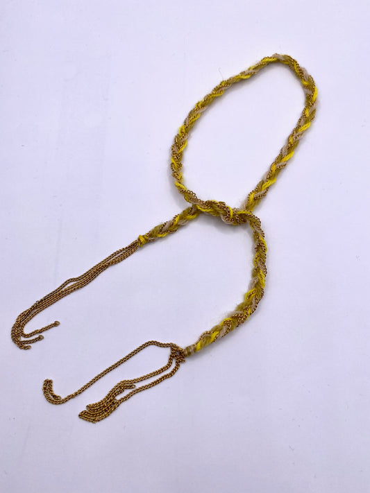 Twirly bracelet -nude and mustard with gold