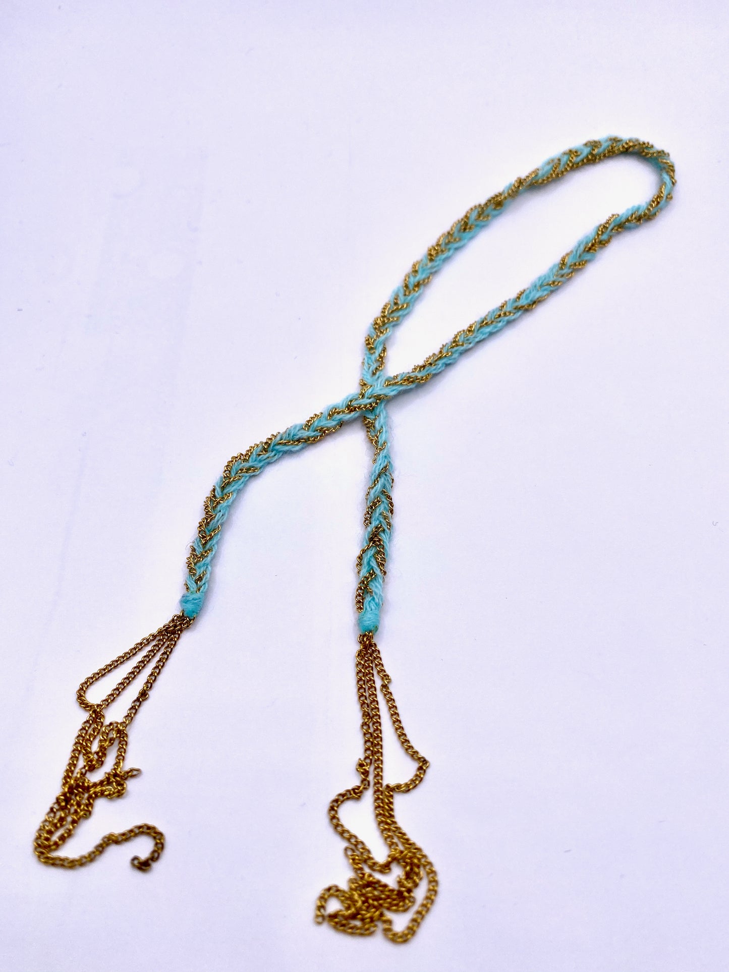 Twirly bracelet- light blue with gold