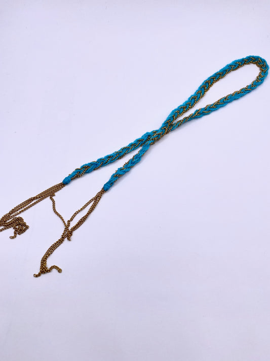 Twirly bracelet-Sky blue with gold