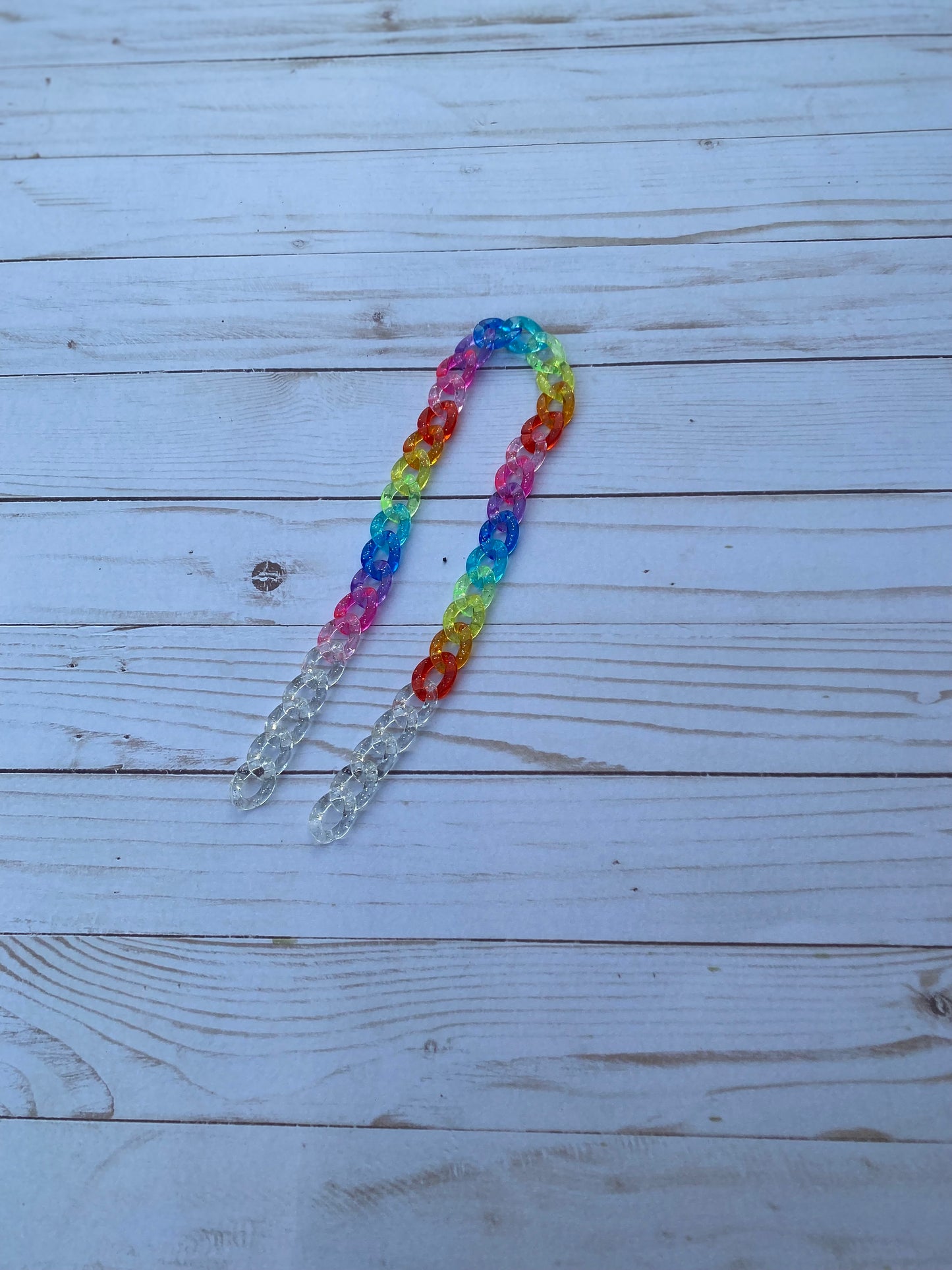 Rainbow glitter acrylic mask chain